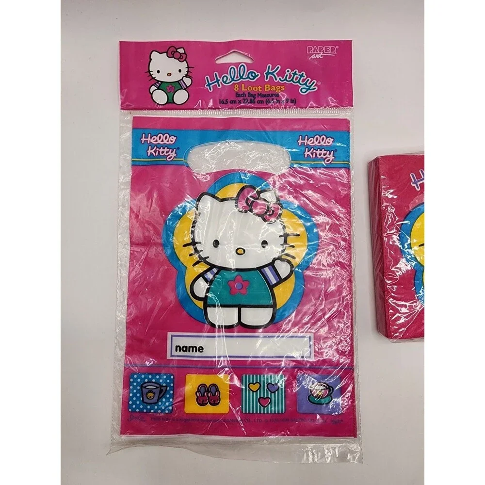Vintage Hello Kitty Sanrio Party Loot Treat Bags and Napkins 1999 NEW
